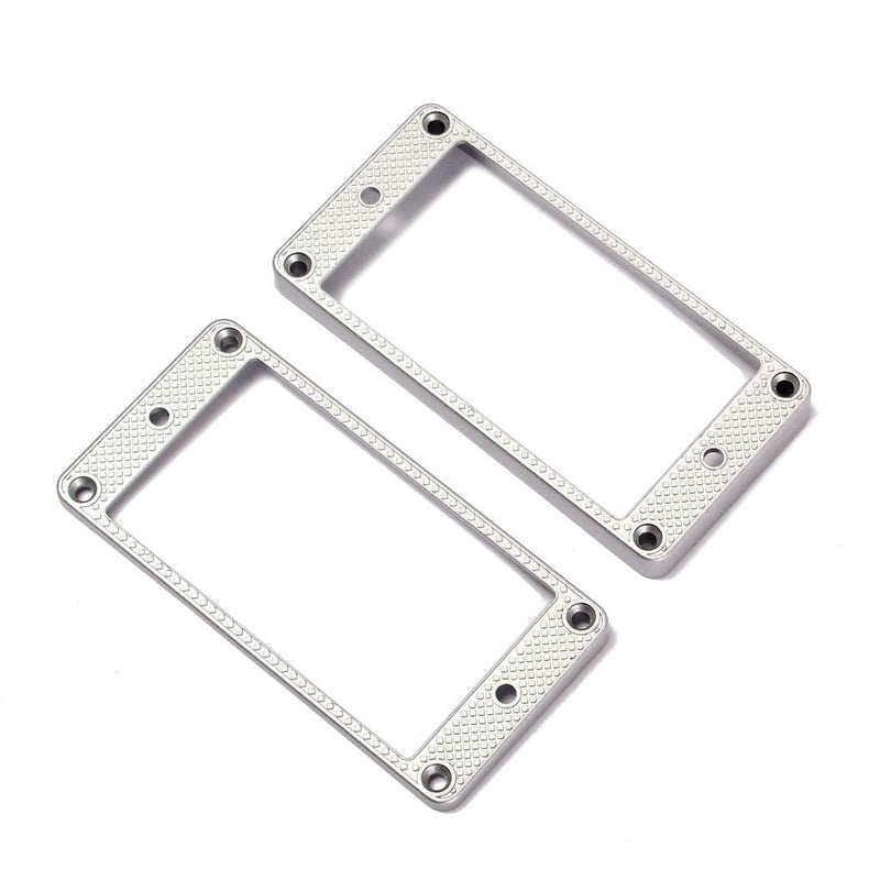 Alnicov 2 Pcs Curved Bottom Humbucker Pickup Ring Set for Epiphone Guitar Accessories,Silver