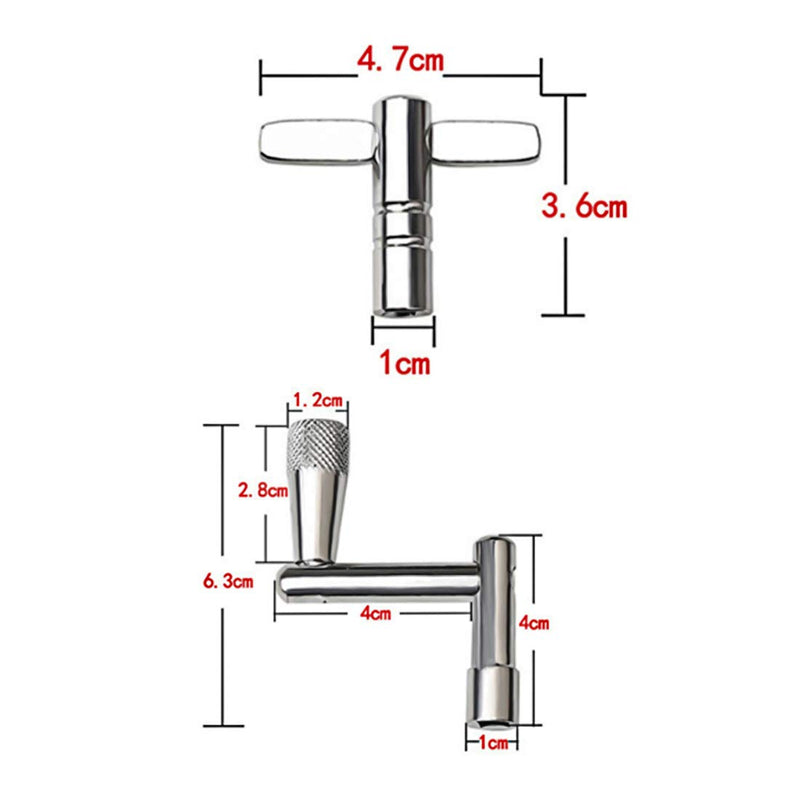 Geesatis 3 Pcs Universal Drum Tuning Key with 1 Pcs Continuous Motion Speed Drum Key for Drummer Playing, Chrome-plated Steel