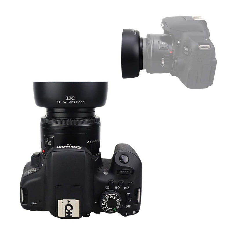JJC Camera Lens Hood Shade Fits for Canon EF 50mm f/1.8 II Replaces Canon ES-62 Hood Reverse Attaching ABS -Black