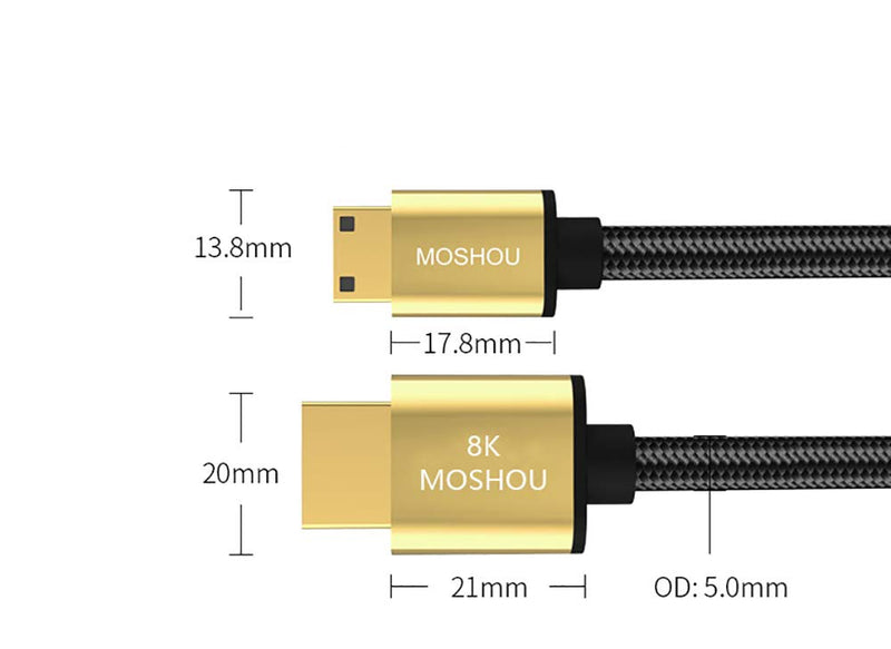 8K Mini HDMI to HDMI Cble SIKAI Ultra High Speed HDMI 2.1 Cable Support 8K@60Hz, 4K@120Hz, 48Gbps, eARC, HDR10, HDCP2.2 Compatible with Camera, Camcorder, Laptop, Raspberry Pi Zero W (6 Feet) 6 Feet