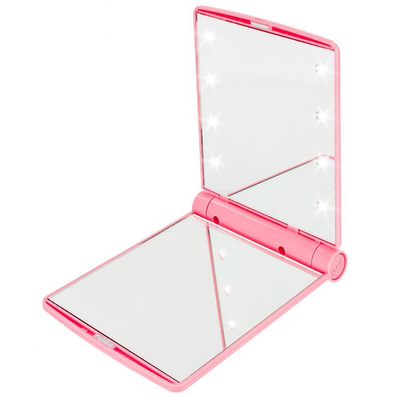 Pink Pocket Mini LED Make Up Mirror Cosmetic Mirror Folding Portable Compact Pocket Gift