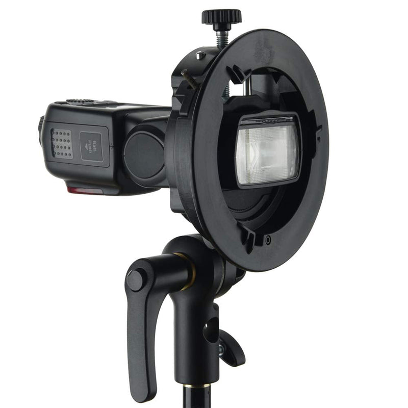 Godox S2 Speedlite Bracket Bowens Mount Holder for Speedlite Flash Snoot Softbox Honeycomb Reflector Umbrella(Godox S-Type Upgrade Version)