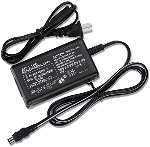 Replacement AC-L100 AC Power Adapter Charger Kit, AC L100 Charger Supply Compatible for Sony AC-L10A AC-L10B AC-L10C AC-L15A/B AC-L100C for Handycam DCR-TRV MVC-FD DSC-S30 DSC-F707 and More Cameras