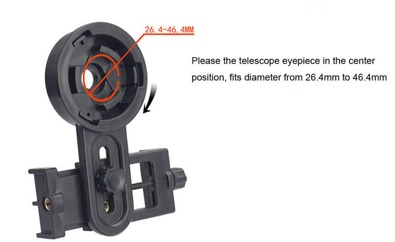 Set of 2 NUZAMAS Mobile Phone Adapters, Holders, Universal Mount for Telescope, Adjustable, Compatible with 26.4-46.4mm Binocular Monocular Spotting Scope