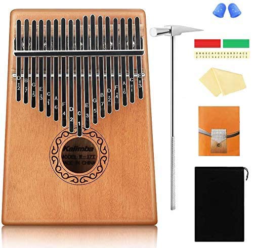 BestFire Kalimba Thumb Piano 17 Keys Finger Piano Fingers Portable Mbira Sanza African Wood Finger Piano, Hand Piano with Study Instruction and Tune Hammer for Kids Adult Beginners Professional