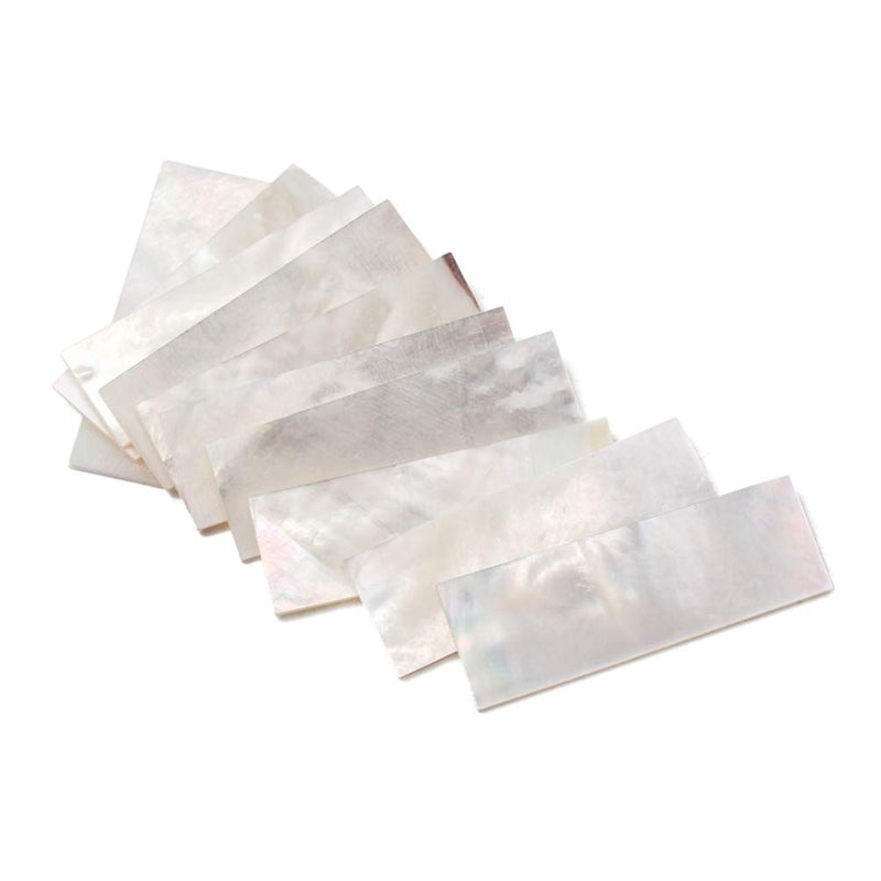 SUPVOX 10pcs Inlay Material White Mother of Pearl Shell Blanks Sheet Rectangle Inlay Material for Guitar