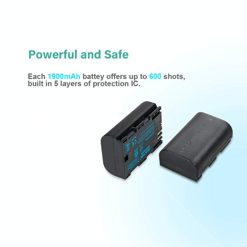 [AUSTRALIA] - BESTON 2-Pack LP-E6 LP-E6N Battery Pack and Rapid USB Charger for Canon EOS R R5 R6, 6D 7D 60D 70D 80D 90D, 5D Mark II III IV, 6D Mark II, 7D Mark II, 5DS R, XC10 XC15 Cameras 