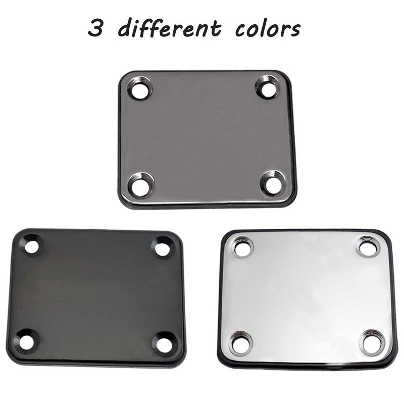 3 Pack Different Colors Electric Guitar Neck Plate with Crews, SourceTon Guitar Neck Plate (Silver, Black, Gun Black) for Replacement Electric Guitar Part