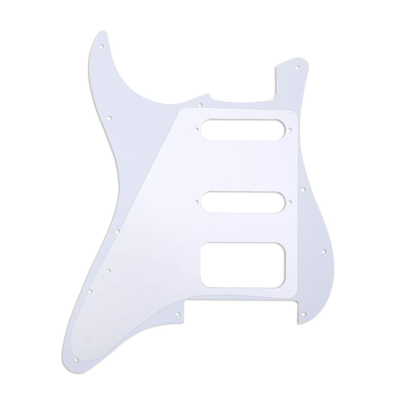 Musiclily Pro 11-Hole Round Corner HSS Guitar Strat Pickguard for American/Mexican Fender Stratocaster Open Pickup with Floyd Bridge Cut,4Ply White Pearl