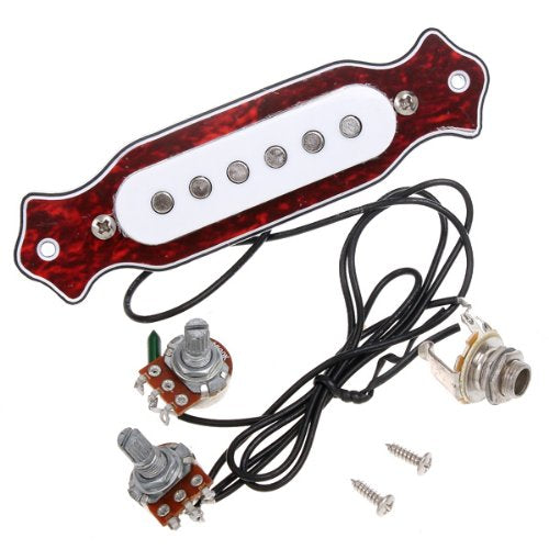 Andoer Red Chelonian Shell Sound Hole Magnetic Pickup for Folk Acoustic Electric Guitar