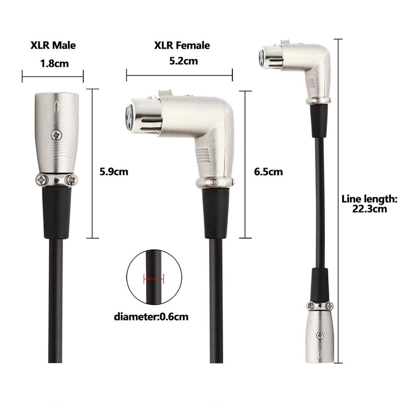 [AUSTRALIA] - picK-me 3Pin XLR Male to Right-Angle Female Microphone Audio Extension Cable (0.2M/0.65FT) B 