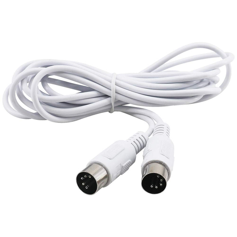 [AUSTRALIA] - Yeung Qee MIDI Cable 5 Pin DIN Male to DIN Male Connector Cable Plug Wire Cord (White,5ft) white,5ft 