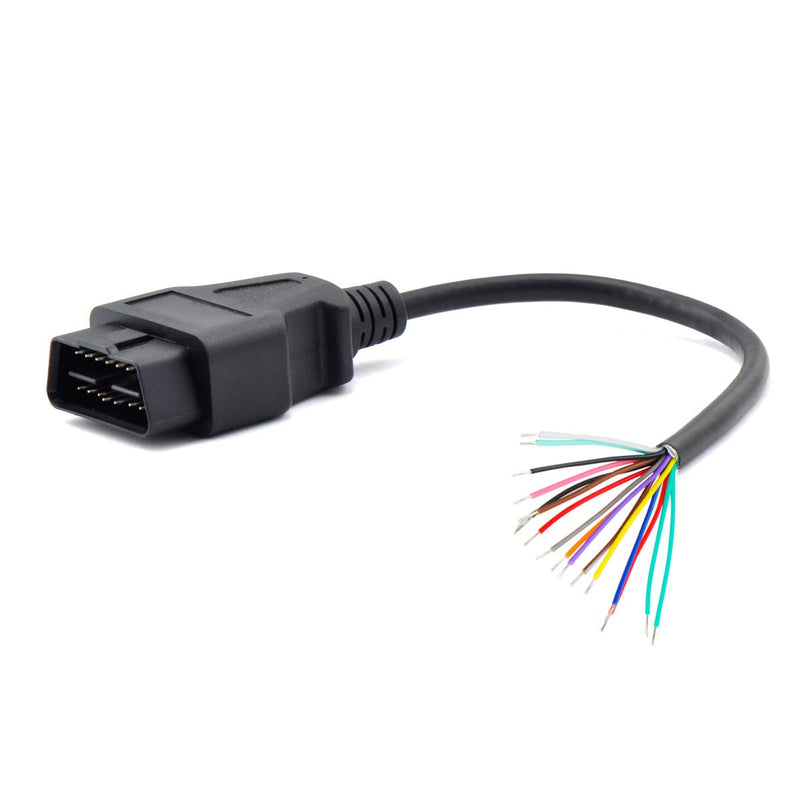 iKKEGOL OBD OBDII J1962 Male Connector to Open Plug Wire, OBD Diagnostic Extension Cable OBD2 Pigtail, DIY Mobley USB Adapter (30cm/12'') 12'' Male Connector Pigtail