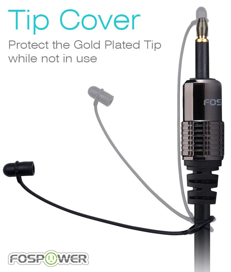 FosPower (10 Feet) 24K Gold Plated Toslink to Mini Toslink Digital Optical S/PDIF Audio Cable with Metal Connectors & Strain-Relief PVC Jacket 10 Feet
