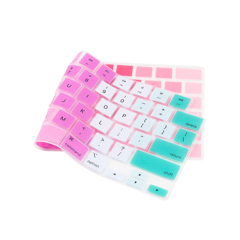 MMDW Silicone Keyboard Cover for MacBook 2023 15Air A2941/2023 Pro14 A2779/Pro16 A2780/2022 Air 13 M2 A2681/2021 Pro 14" 16" A2442 A2485 & MacBook Air/Pro Retina, 13-13.3" Notebook Rainbow