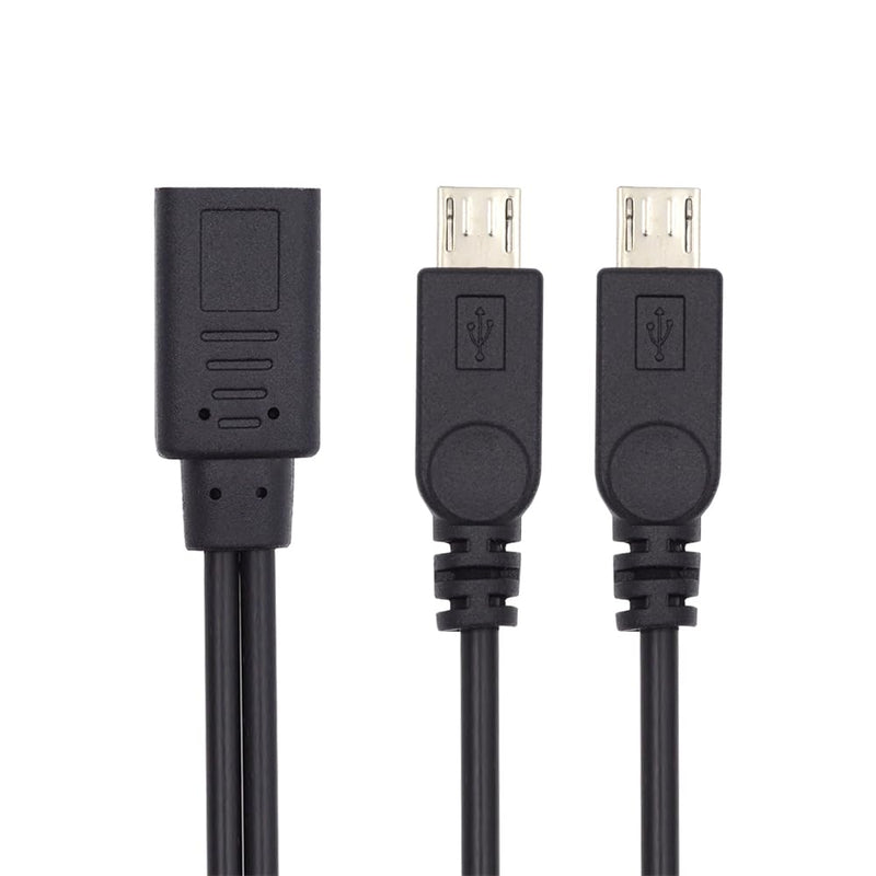 xiwai DC 5V Type-C USB-C Female to Dual Micro USB 5Pin Male Splitter Extension Charge Cable USB-C to MicroUSB Male+MicroUSB Male