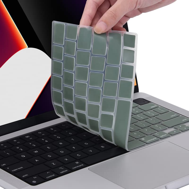 EooCoo Premium Keyboard Cover Skin Ultra Thin for 2023 MacBook Air 15" M2 (A2941), 2022 MacBook Air 13.6" M2 (A2681), 2023-2021 MacBook Pro 14" 16" M2 M1 (A2779 A2442 A2780 A2485), Midnight Green for Air 15"/ Air 13.6" / Pro14" / Pro16"