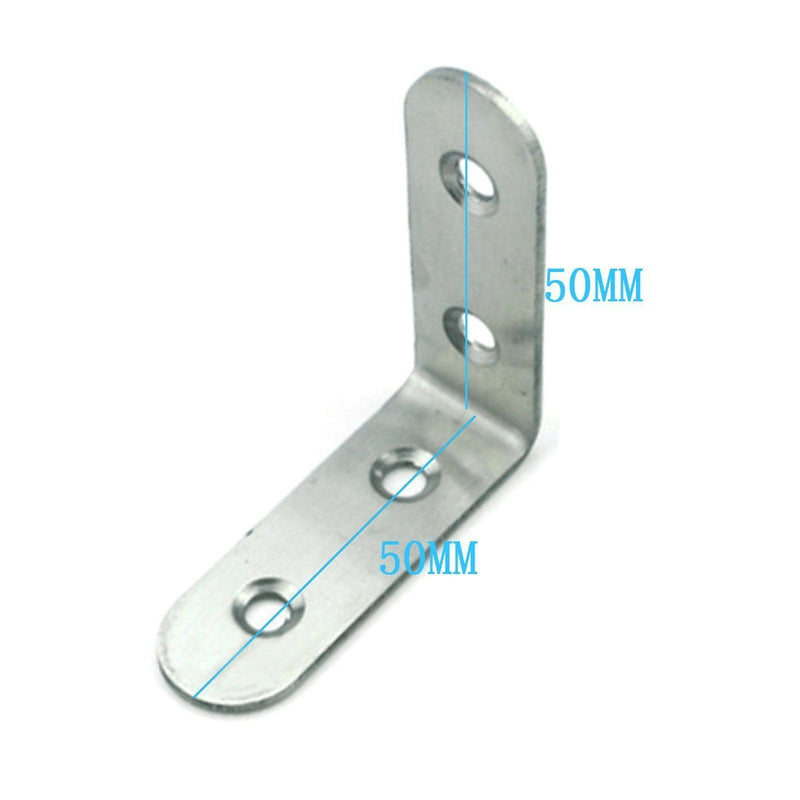 50mm x 50mm Right Angle Bracket Stainless Steel Corner Braces Round End Design 10Pcs