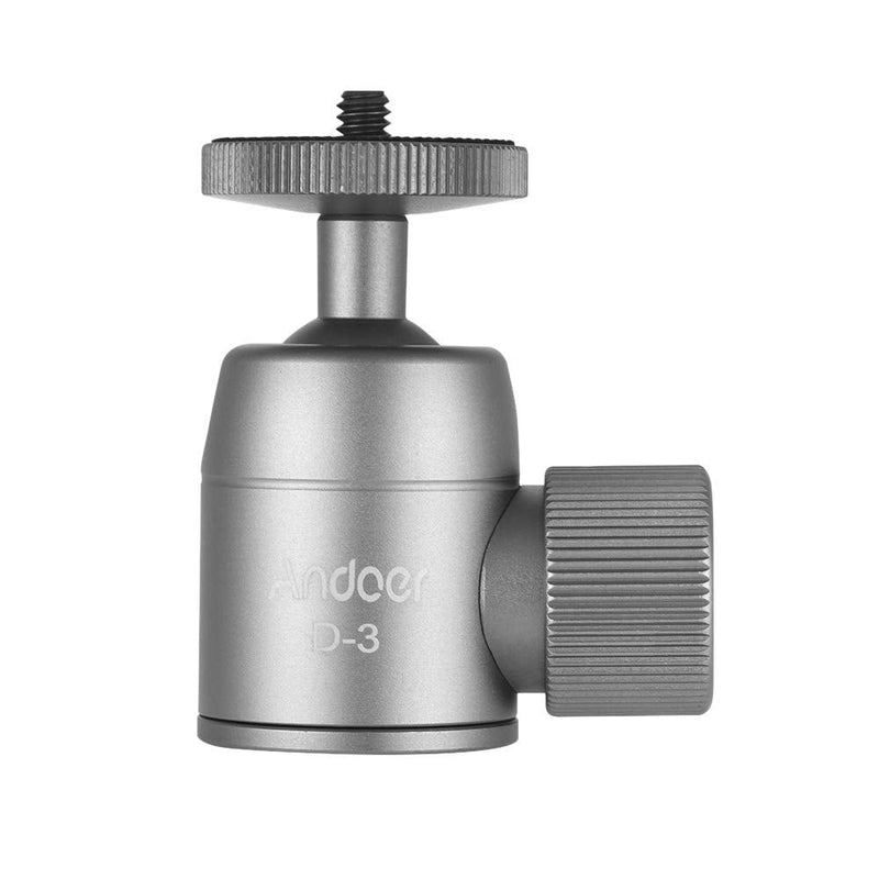 Andoer D-3 Mini Tripod Ball Head Aluminium Alloy Tripod Mount Ballhead with 1/4inch Srew 3/8inch Screw Hole 360° Rotating Panorama for Smartphones Cameras DSLR Max. Load 3kg