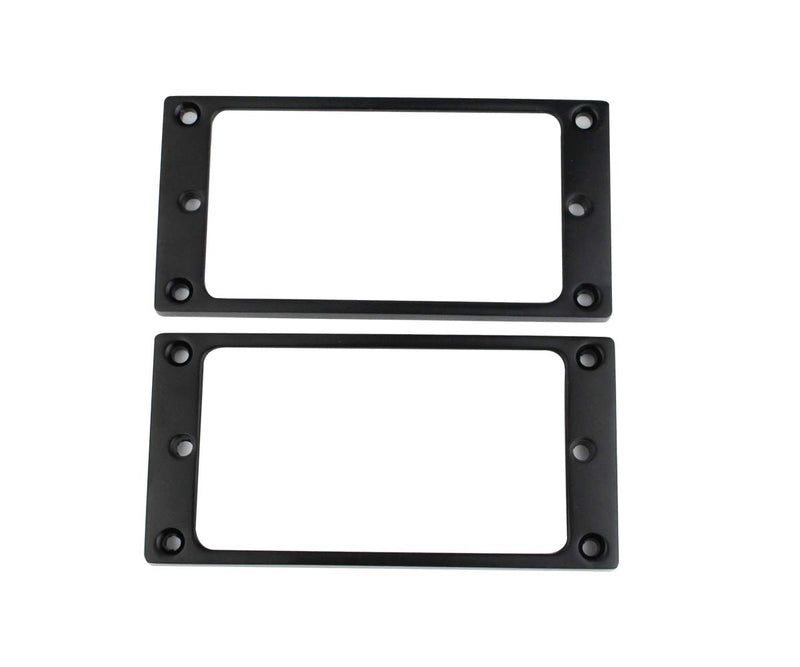 Guyker Flat Metal Humbucker Pickup Mounting Ring Set - Bridge Neck Pickups Cover Frame Replacement Part for Electric Guitar or Precision Bass(2PCS, Black) Black - 2