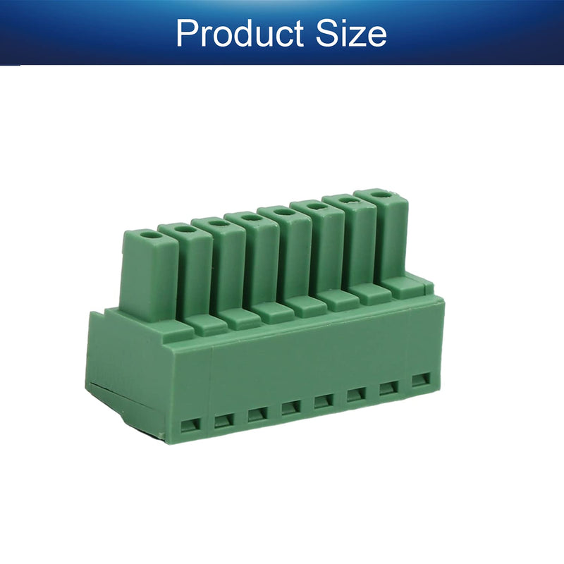 Fielect 5Pcs 3.5mm Pitch 8P PCB Screw Terminal Block Connector 300V 8A Pluggable Teminal Blocks Connector Green 8 Pin