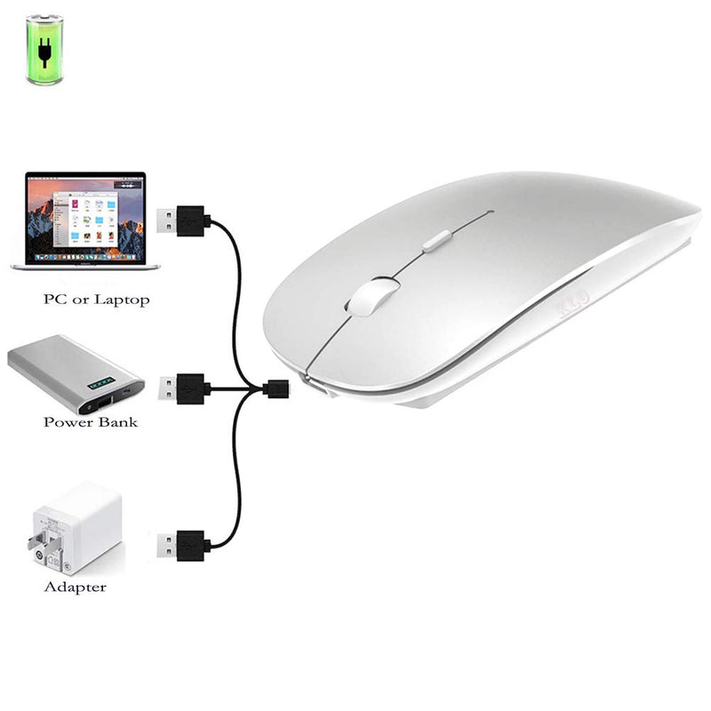 Rechargeable Bluetooth Mouse for MacBook pro/MacBook air/Laptop/iMac/iPad/pc, Wireless Mouse for MacBook pro MacBook Air/iPad/iMac/Laptop/Notebook/pc (Bluetooth Mouse/Silver) Bluetooth Mouse/Silver