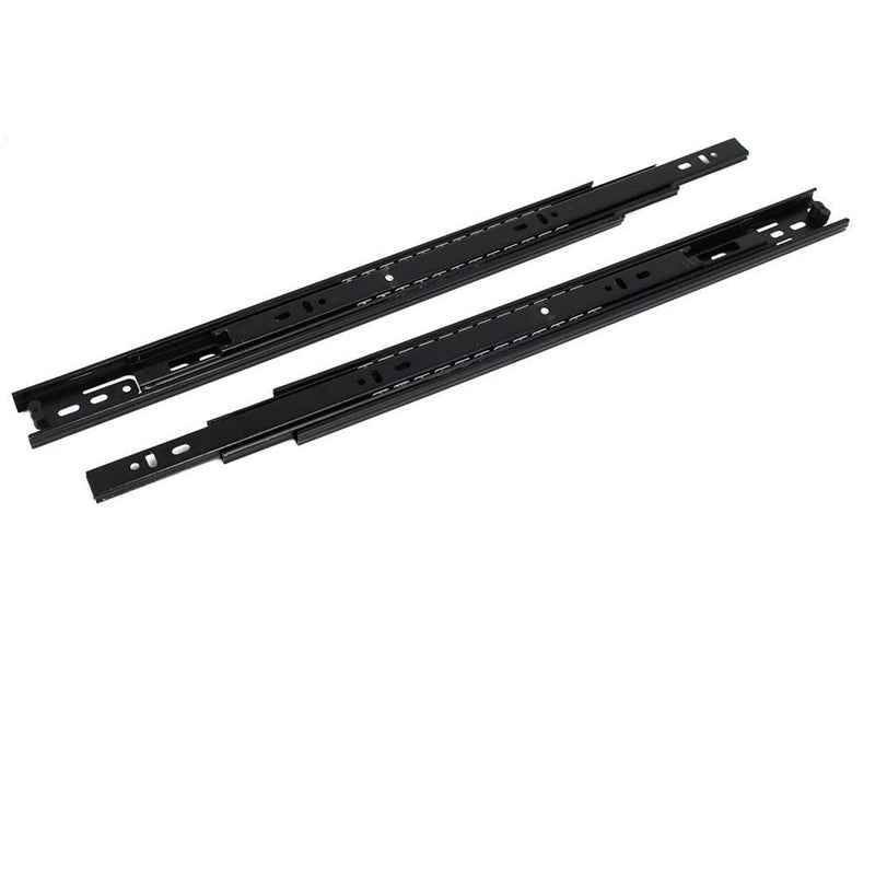 MroMax 16-Inch Cold Rolled Steel Drawer Slides, Full Extension Ball Bearing Slide Track Rail 35mm Wide 100lb Capacity Black 1 Pair
