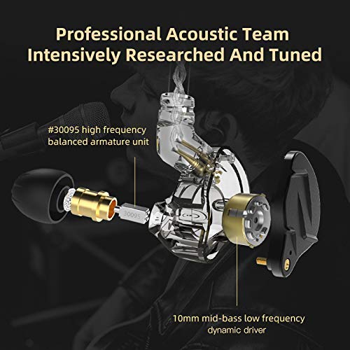 [AUSTRALIA] - KZ ZSN PRO X 1BA 1DD Hybrid HiFi Earphone, KINBOOFI in Ear Headphone Monitor ZSN Prox Stereo Sound KZ IEM with Detachable Cable for Musician Drummer (Golden NO Microphone) NO Mic Gold 