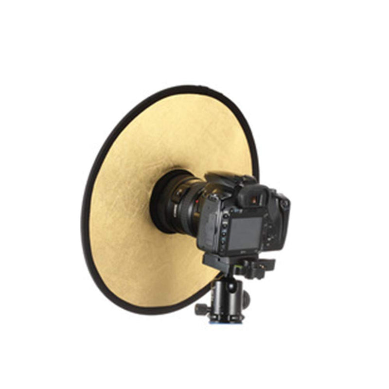 EORTA 2 in 1 Photography Photo Reflector Collapsible Disc Light Reflector Portable Hollow Light Diffuser DSLR Light Lens-Mount, with Protecting Bag for Studio/Outdoor Lighting, Gold/Silver, 30 cm