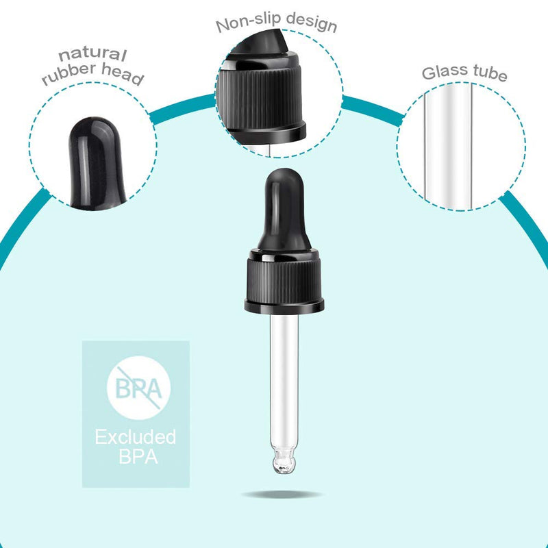 Droppers for Essential Oils, YGDZ 15 Pack 15ml (1/2 Ounce) Glass Eye Dropper Tops - Fit for DoTerra Young Living 15ml Essential Oil Bottles