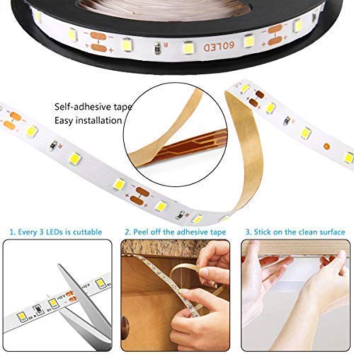 [AUSTRALIA] - HOMELYLIFE Daylight White LED Strip Lights Non-Waterproof SMD2835 Flexible 16.4Ft 6500K Tape Light for Cabinets, Vanity Mirror, DIY Decor (No Power or Remote) 