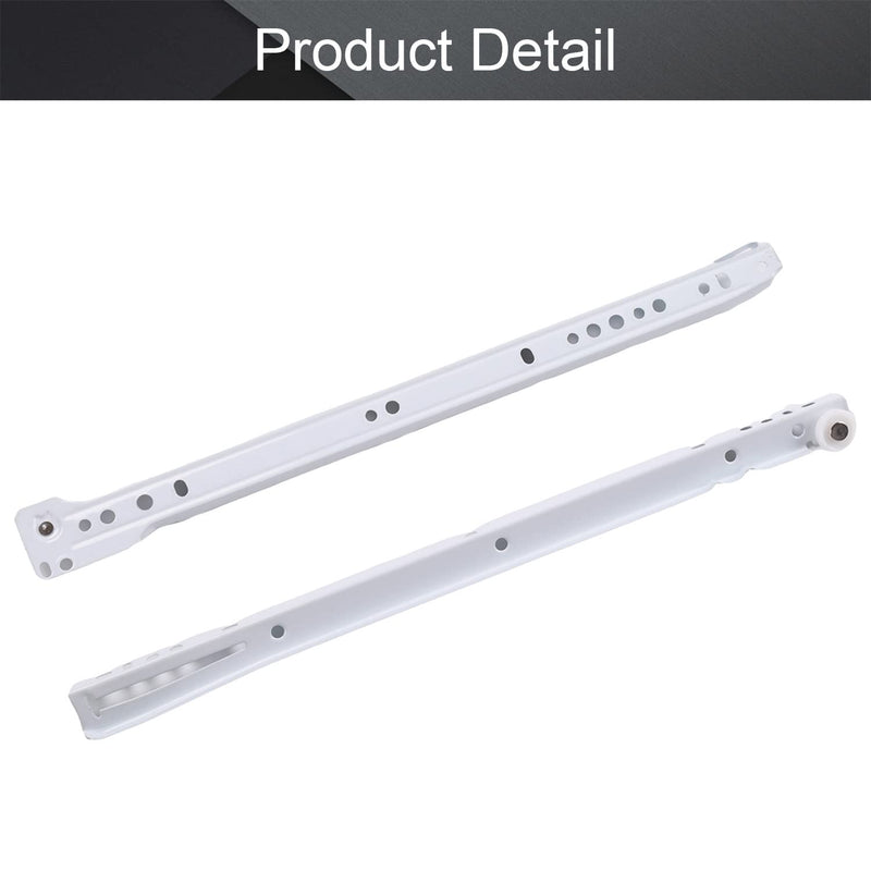 MroMax 14-inch Cold Rolled Steel Keyboard Slide Glide, 2 Fold Ball Bearing Slide Track Rail 2 Sections Steel Heavy Runners Ball Roller Wheel Cabinet Drawer Runner, White, 1 Pair