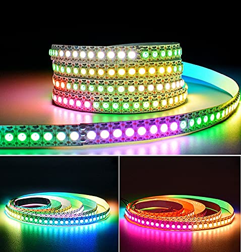 WS2812B LED Strip Individual Addressable Light SMD5050 RGB Strip 3.2FT 144Pixels/m 144Pixels Black PCB Full Color LED Pixel Strip Non-Waterproof DC5V 3.2FT 144LEDS Non-Waterproof