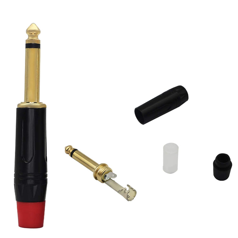 1/4" Audio Plug, 6.35 Mono Male Connector, Gold-Plated TS Plug for Guitar/Speaker/Microphone Cable etc (4 Pack)