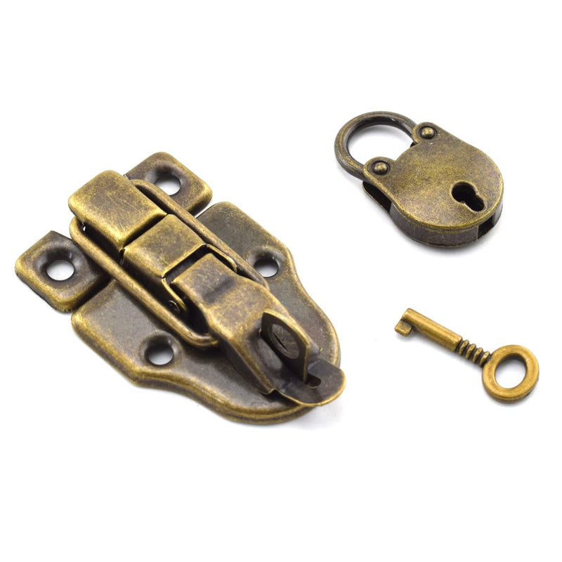Retro Bronze Duckbilled Toggle Hasp Latch and Padlock Kits for Tool Box, Jewelry Box, Wooden Box, Gift Box, etc