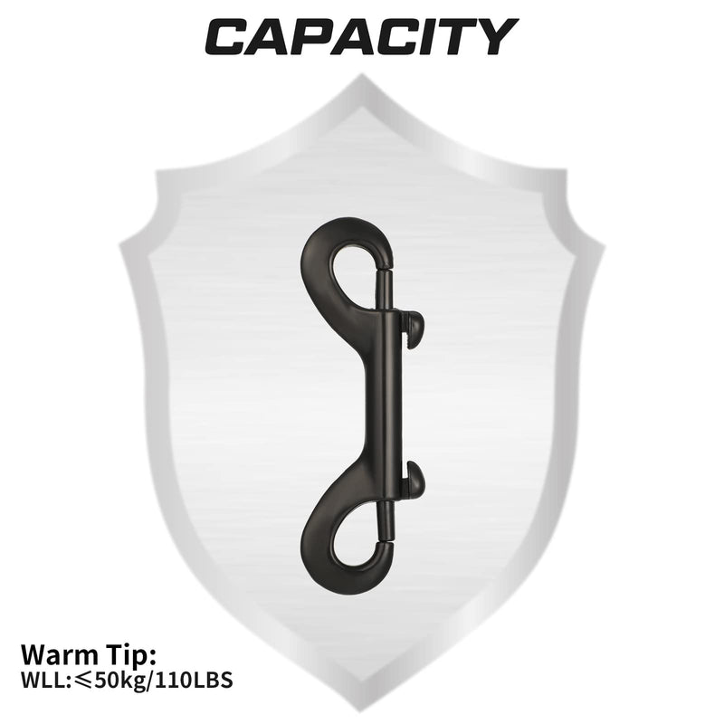 Double Ended Snap Hooks Bolt Snaps Heavy Zinc Alloy Multipurpose Double Sided Clips Chain Metal Clip Key Holder Black Snap Hooks for Water Bucket Dog Leash Feed Buckets (8 Pieces, 3.5 Inches) 8