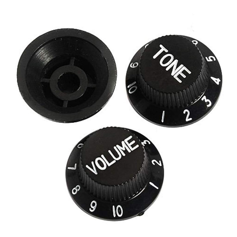 Alnicov Guitar Control Knobs 1 Volumn 2 Tone Fits Metric Pots Knobs Compatible For Fdstrat Stratocaster Style Electric Guitar Parts. (Black)