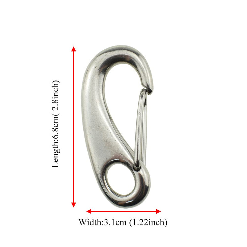 Hahiyo Spring Snap Rope Hooks 2.68inch Length Swivel Clasp Buckle Trigger Clip Spin Freely Secure Not Wiggle Loose Easy to Hook for Flagpole Rope Key Chain Dog Collar Silver 316 Stainless Steel 2pcs Spring Snap Rope-2Pack