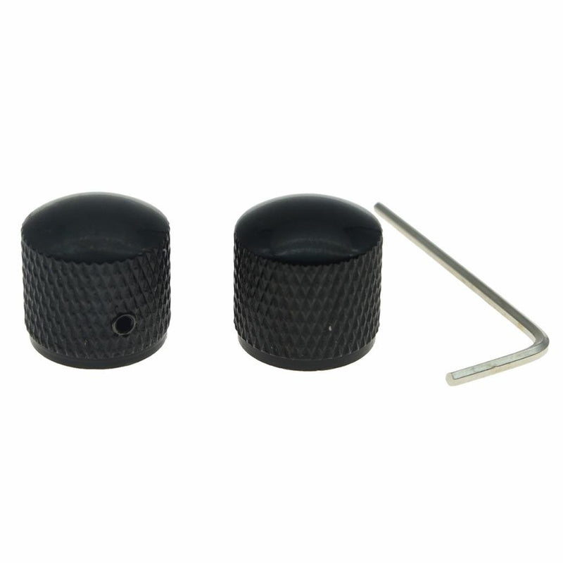 Dopro Set of 2 Guitar Dome Knobs 20mm Bass Knobs with Set Screw for Tele Telecaster P Bass Precision Bass Black