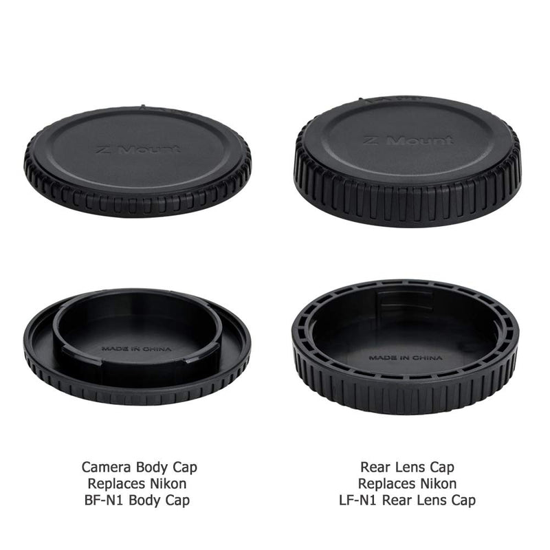 2 Pack Z Mount Body Cap Cover & Rear Lens Cap for Nikon Z7 Z7II Z6 Z6II Z5 Z50 Mirrorless Camera and Z Mount Lenses,with 2 Extra Hot Shoe Covers to Protector The Camera Hot Shoe For Nikon Z Mount