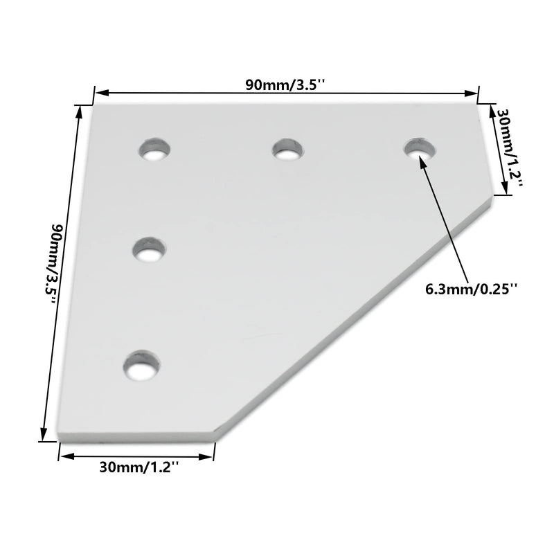 [AUSTRALIA] - 4 PCS Joint Plate, TTZEZE Surface Anodic Oxidation Silver L Shape Corner Bracket Plate 5 Hole Outside Joining Plate for 3030 Series Aluminum Profile 3D Printer Frame 3030L 