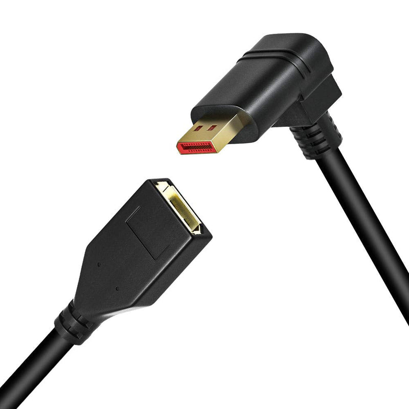 4K/60Hz 90 Degree Angle Displayport 1.2 Extension Cable Displayport Male to Female Displayport 1.2 Cable Cord 4K@60Hz,2K@144hz 0.3M/1FT M2F 1FT Model B
