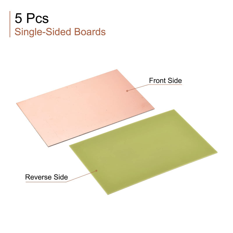 MECCANIXITY PCB Copper Clad Board Laminate 150mm x 100mm x 1mm FR4 Glass Fiber Single-Sided for Circuit Projects, Pack of 5 150mmx100mmx1mm
