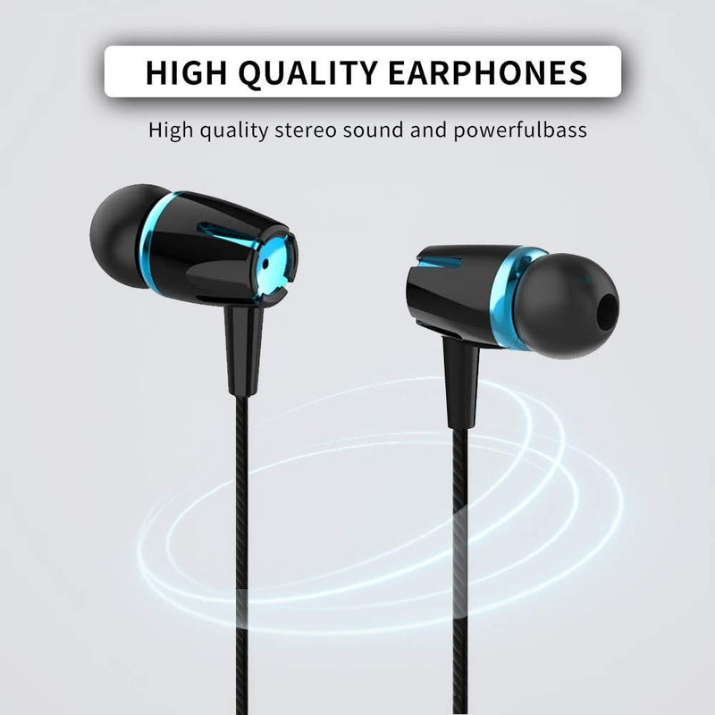 Earbuds Wired with Microphone Pack of 5, Noise Isolating in-Ear Headphones, Powerful Heavy Bass, High Definition, Earphones Compatible with iPhone, iPod, iPad, MP3, Samsung, and Most 3.5mm Jack