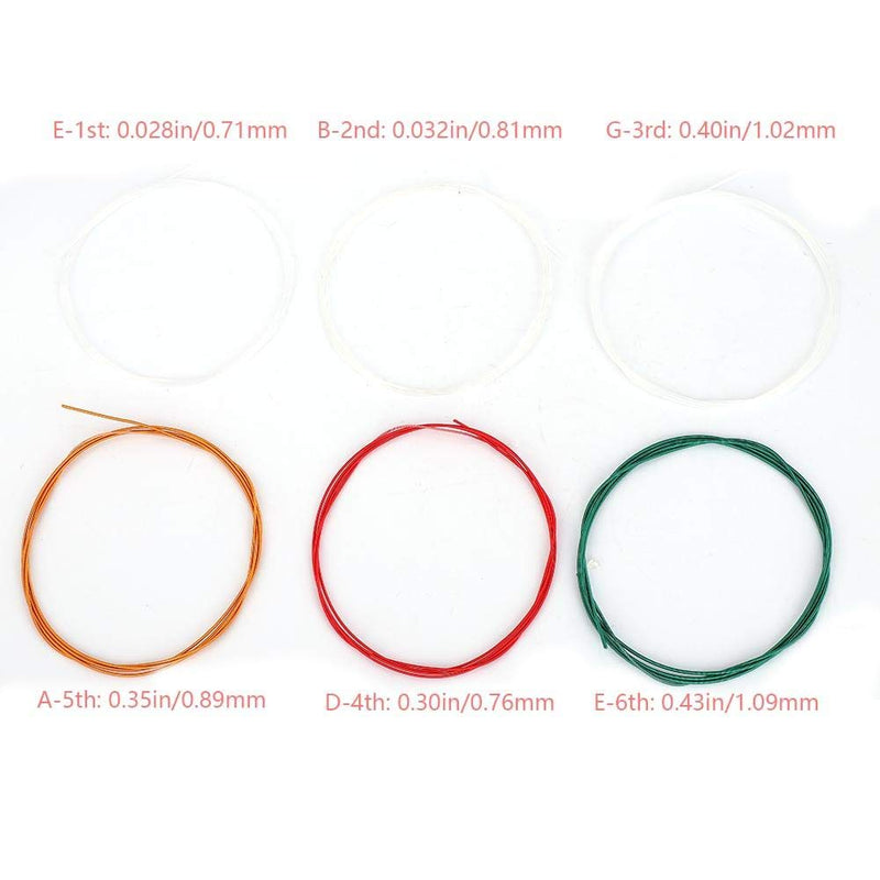 Dilwe Guitar Strings Set, 6Pcs/Set Metal Nylon Strings Replacement Part Accessory for Classic Acoustic Guitars