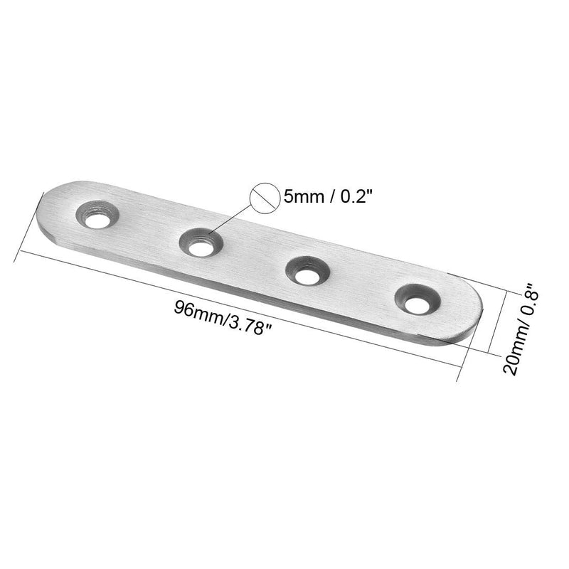 uxcell Repair Plate, 96mmx20mm, Flat Fixing Mending Corner Brace Bracket Connector, Pack of 8