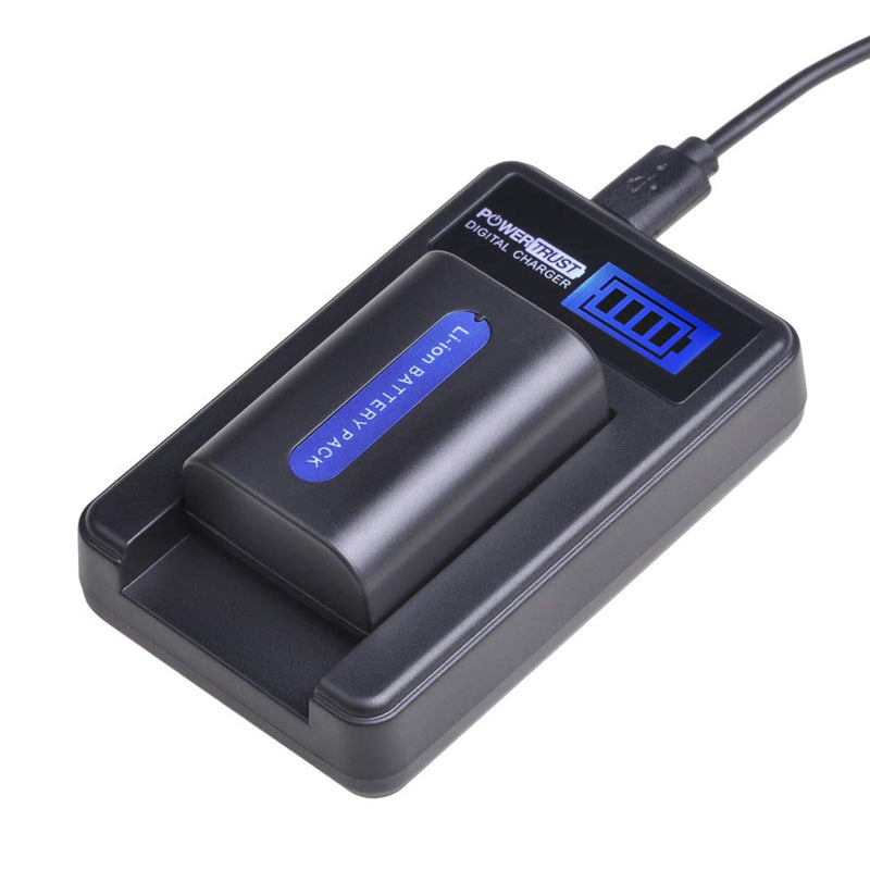 PowerTrust (2-Pack) NP-FH50 FH50 Battery + LCD USB Charger for Sony NP-FH40 NP-FH30 NP-FP50 NP-FP51 and Sony A230 A290 A330 A380 A390 DSC-HX1 HX100 HX200 HDR-TG1E TG3 TG5 TG7 Camera