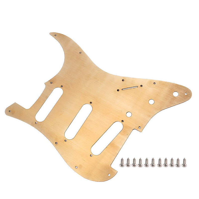 Alnicov 11 Hole Sss Guitar Strat Pick Guard Fits For Standard Strat Modern Guitar Replacement, Brass