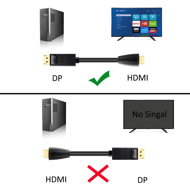 DTECH 3ft DisplayPort to HDMI Cable with Gold Plated Connector - Black