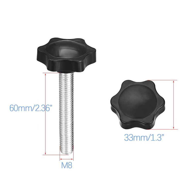 NGe 10Pcs M8x60mm Thread Replacement Star Hand Knob Tightening Screw Thread Clamping Knob, Knob for Machine Tools #M8x60mm